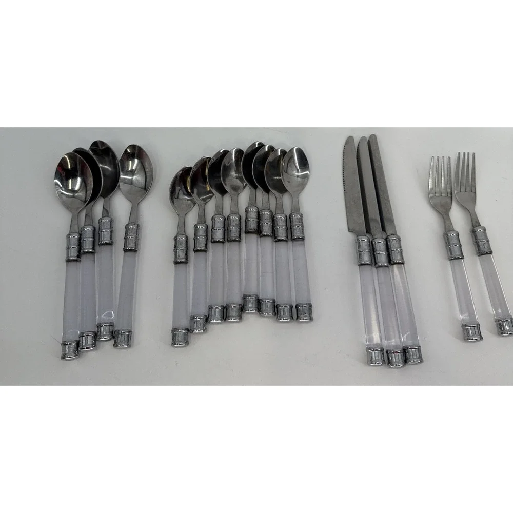 Cambridge Duplex Clear Acrylic Lucite Flatware Set Of 17 Pc